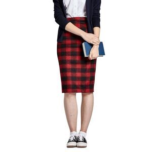 L’ecole Des Femmes Audrey Horne Red Plaid Pencil Skirt Size 0